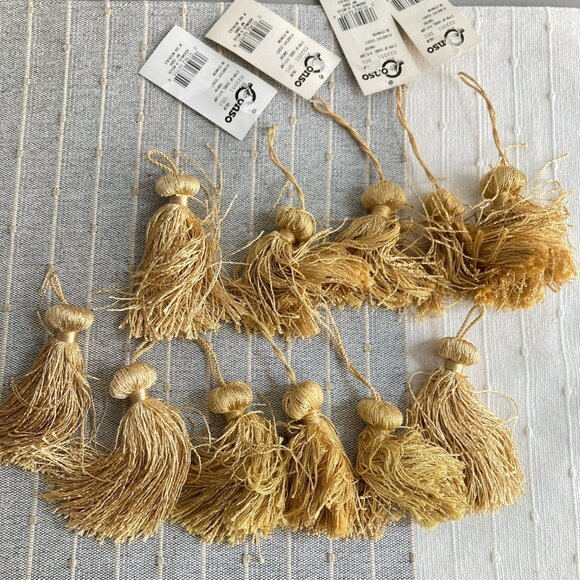 Vintage Tassles Designer Curtain Sewing DIY Crafts Gold Fringed Conso Lot Of 11 - Picture 1 of 7